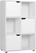 Woltu Bücherregal Standregal mit 3 Türen Weiß 6 Fächer Bild 2