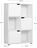 Woltu Bücherregal Standregal mit 3 Türen Weiß 6 Fächer Bild 3