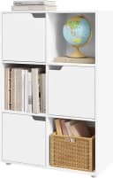 Woltu Bücherregal Standregal mit 3 Türen Weiß 6 Fächer Bild 4
