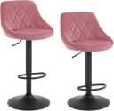 Woltu Barhocker 2er Set Samt Höhenverstellbar Drehbar Rosa Bild 2