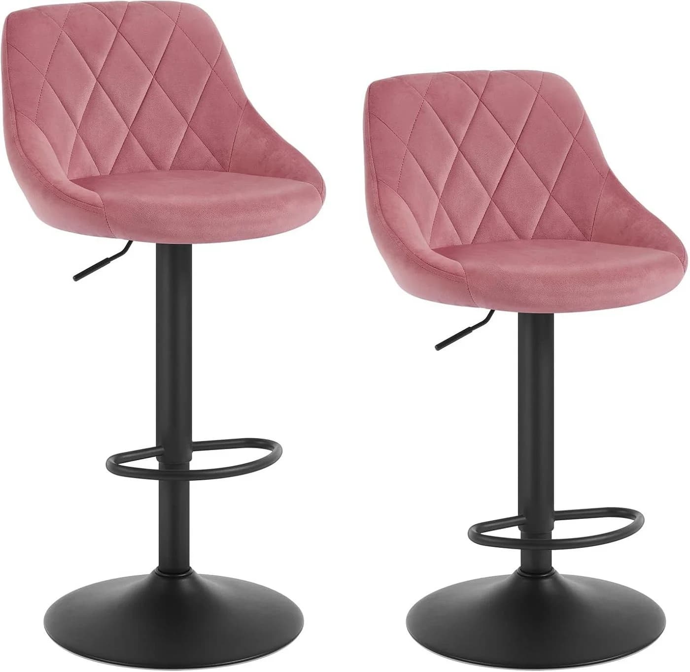Woltu Barhocker 2er Set Samt Höhenverstellbar Drehbar Rosa - Bild 2