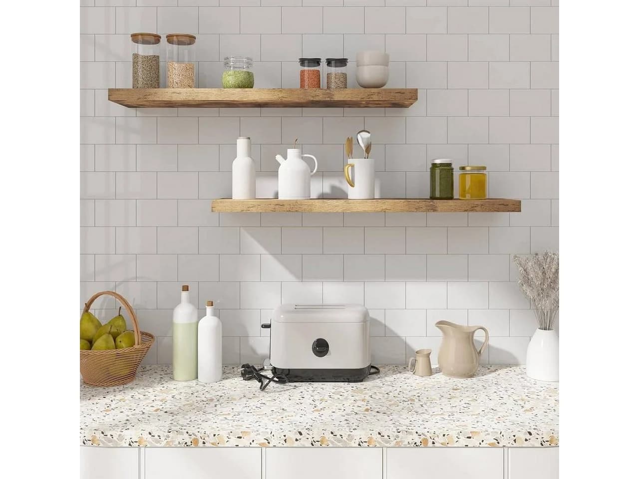 Woltu Wandregal Holz Braun Freischwebend 11 Größen - Bild 3