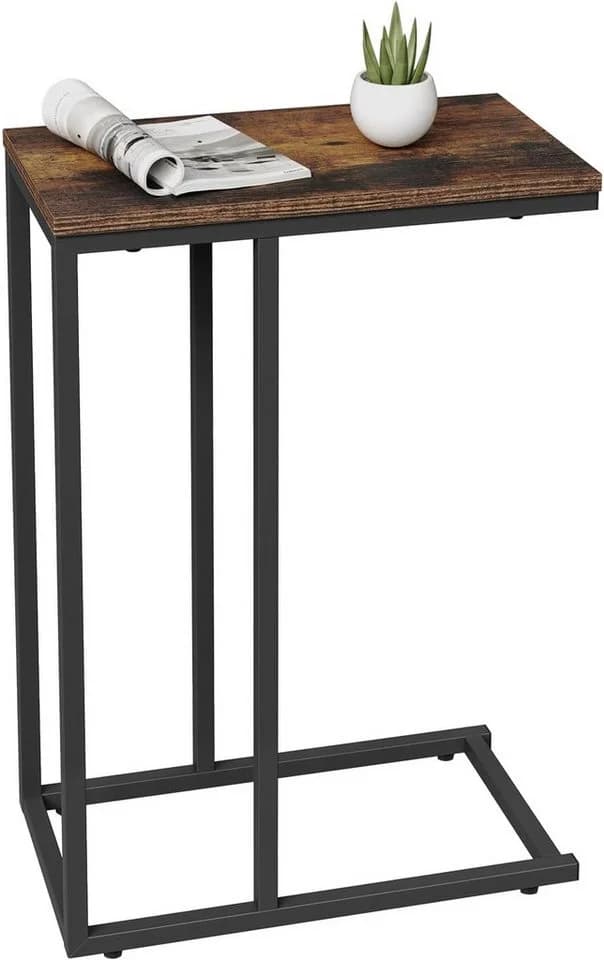 Woltu Beistelltisch MDF Metall C-Form Braun/Schwarz - Bild 2