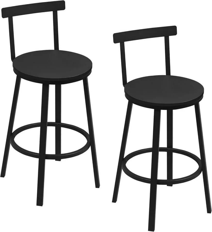 Woltu Barhocker 2er Set Schwarz Metallgestell mit Lehne - Bild 2