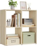 WOLTU Bücherregal helle Eiche/Weiß 4 Fächer Würfelregal Bild 2