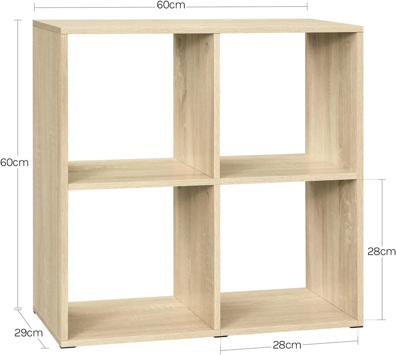 WOLTU Bücherregal helle Eiche/Weiß 4 Fächer Würfelregal - Bild 3