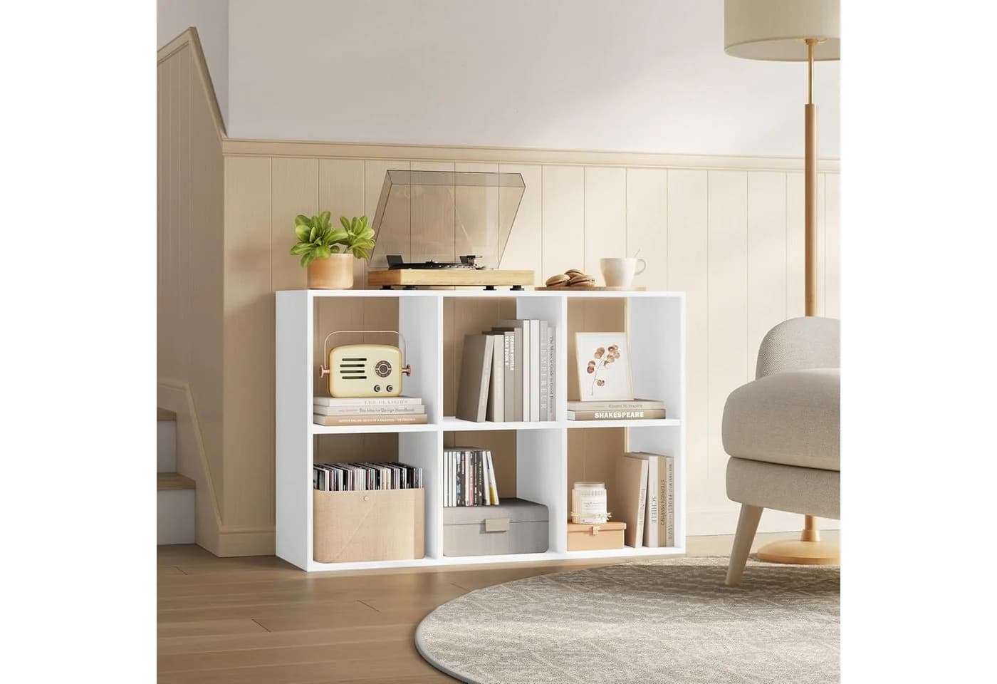 Woltu Bücherregal Weiß 6 Würfel Regal für Wohnzimmer Büro - Bild 4
