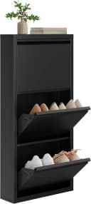 Woltu Schuhschrank 3 Klappen Metall Weiß Schwarz Hellgrau Bild 2