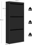 Woltu Schuhschrank 3 Klappen Metall Weiß Schwarz Hellgrau Bild 3
