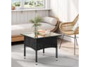 Woltu Beistelltisch Schwarz PE-Rattan mit Glasplatte Bild 1