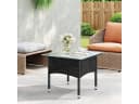Woltu Beistelltisch Schwarz PE-Rattan mit Glasplatte Bild 4