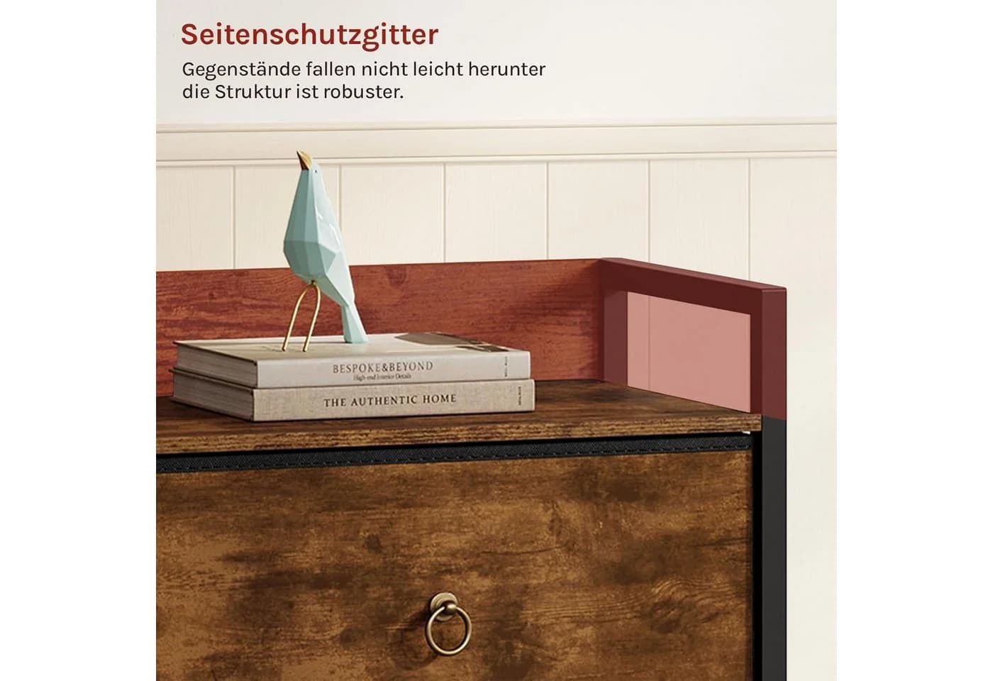 Woltu Kommode mit 4 Stoffschubladen Metallrahmen Industrial Braun/Schwarz - Bild 4
