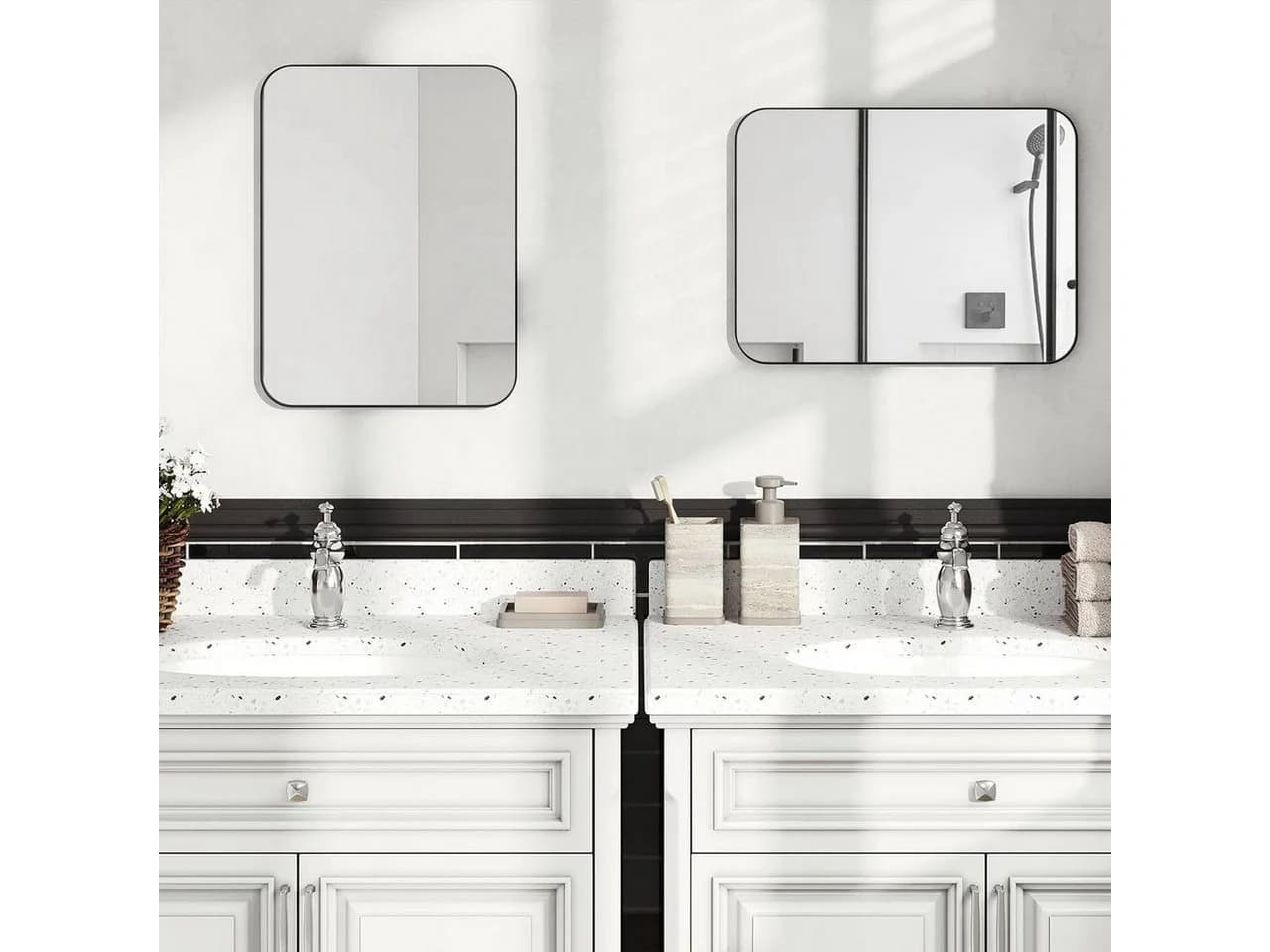 Moderner Kosmetikspiegel aus Metall und Glas - Bild 4