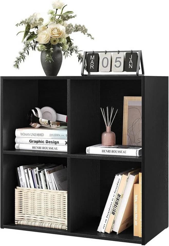Woltu Bücherregal Schwarz 4 Fächer - Bild 4