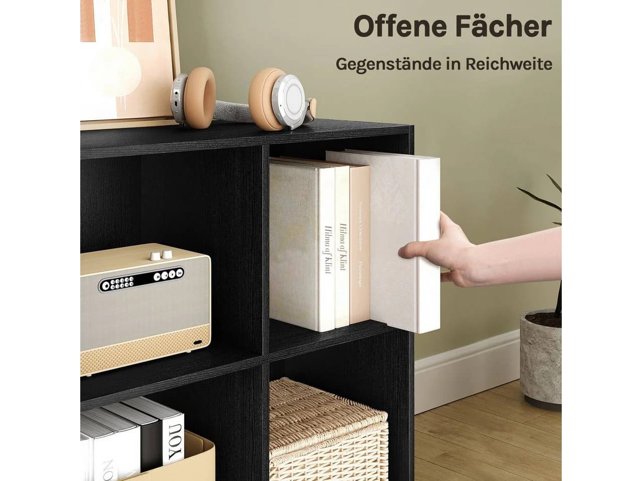 Woltu Bücherregal Schwarz 4 Fächer - Bild 5