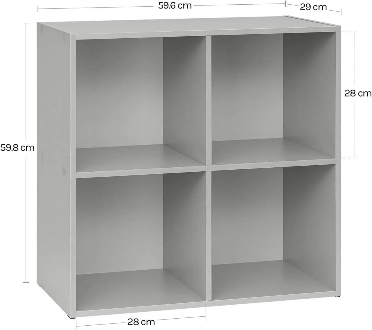 Woltu Bücherregal Grau 4 Fächer Holzwerkstoff Skandinavisch - Bild 3