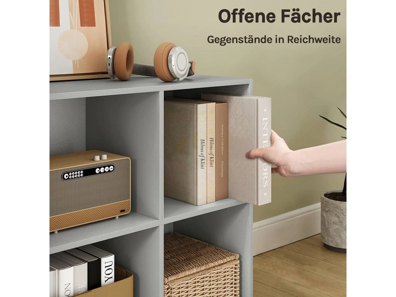 Woltu Bücherregal Grau 4 Fächer Holzwerkstoff Skandinavisch - Bild 5