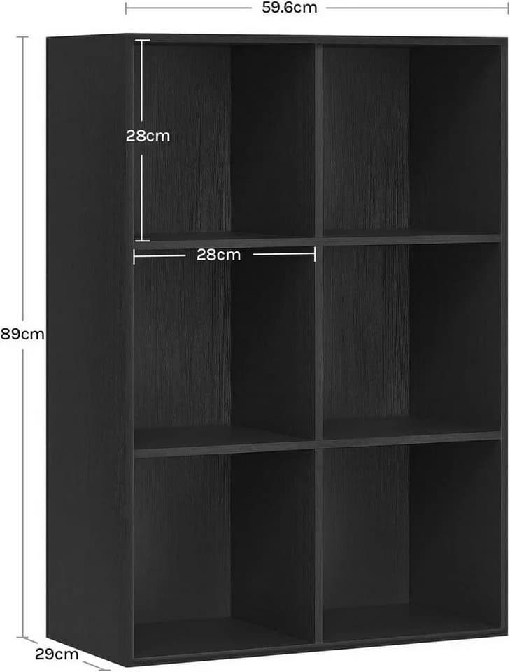 Woltu Bücherregal 6 Fächer Schwarz - Bild 3