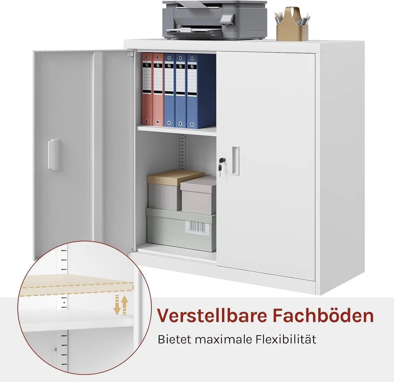 Woltu Aktenschrank Metall Abschließbar Ordnerschrank mit Schloss - Bild 4