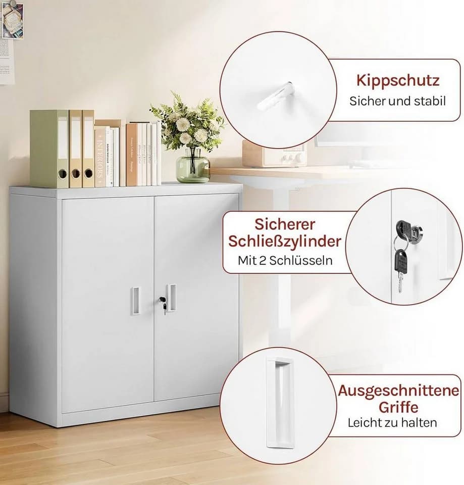 Woltu Aktenschrank Metall Abschließbar Ordnerschrank mit Schloss - Bild 5
