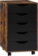 Woltu Rollcontainer 5 Schubladen Aktenschrank mit Rollen Braun Bild 2