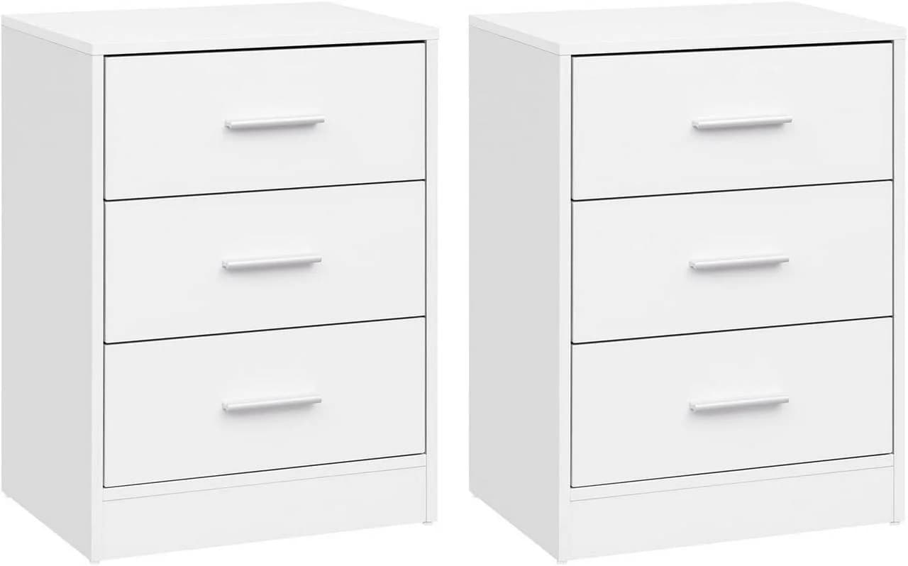 Woltu Nachttisch 2er-Set Weiß 3 Schubladen Holzwerkstoff - Bild 2