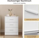 Woltu Nachttisch 2er-Set Weiß 3 Schubladen Holzwerkstoff Bild 5