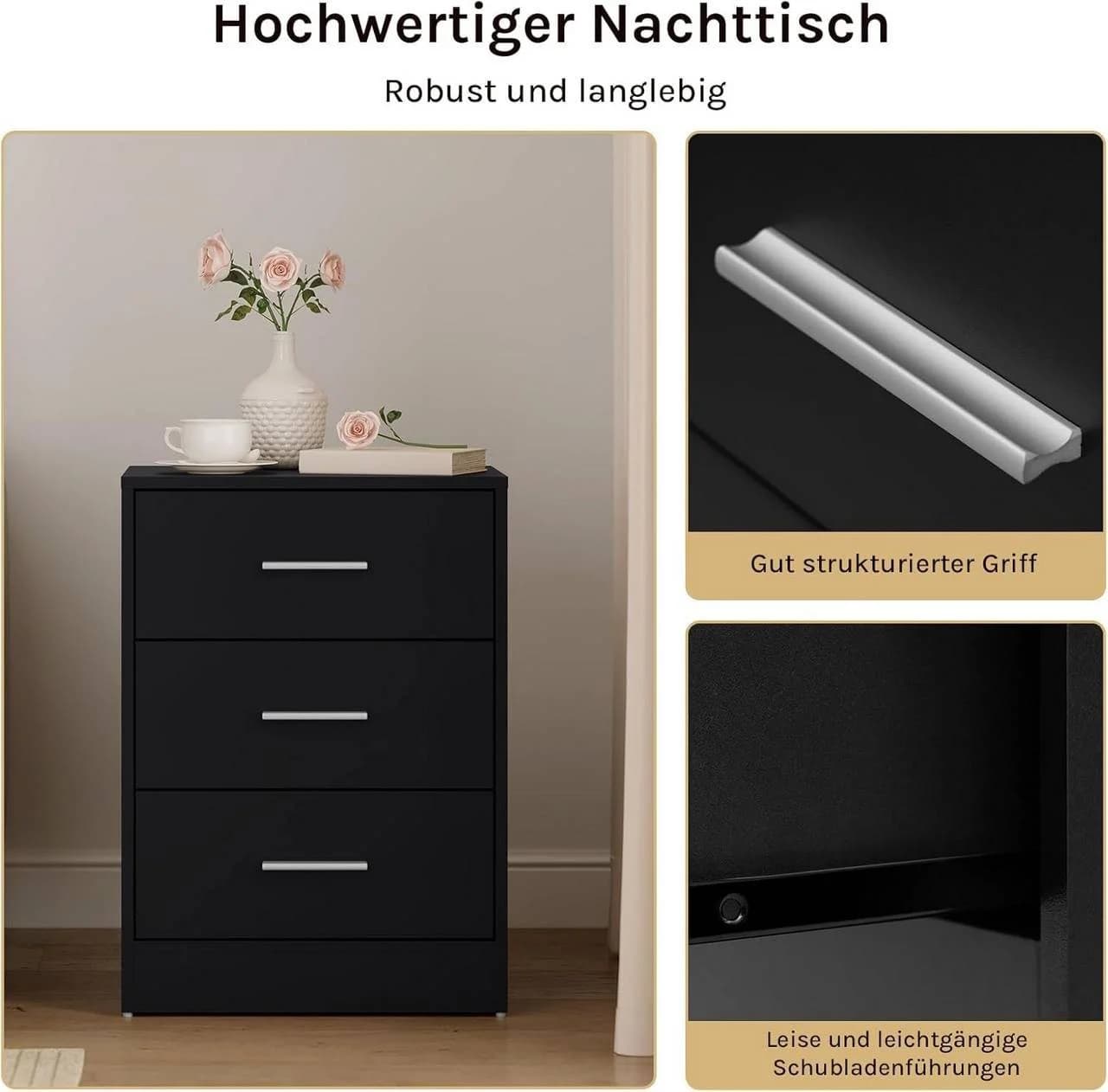Woltu Nachttisch 2er-Set mit 3 Schubladen - Bild 5