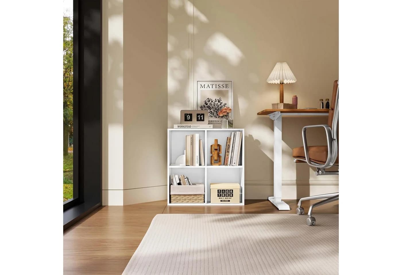 Woltu Bücherregal 4 Fächer Weiß Modern - Bild 4