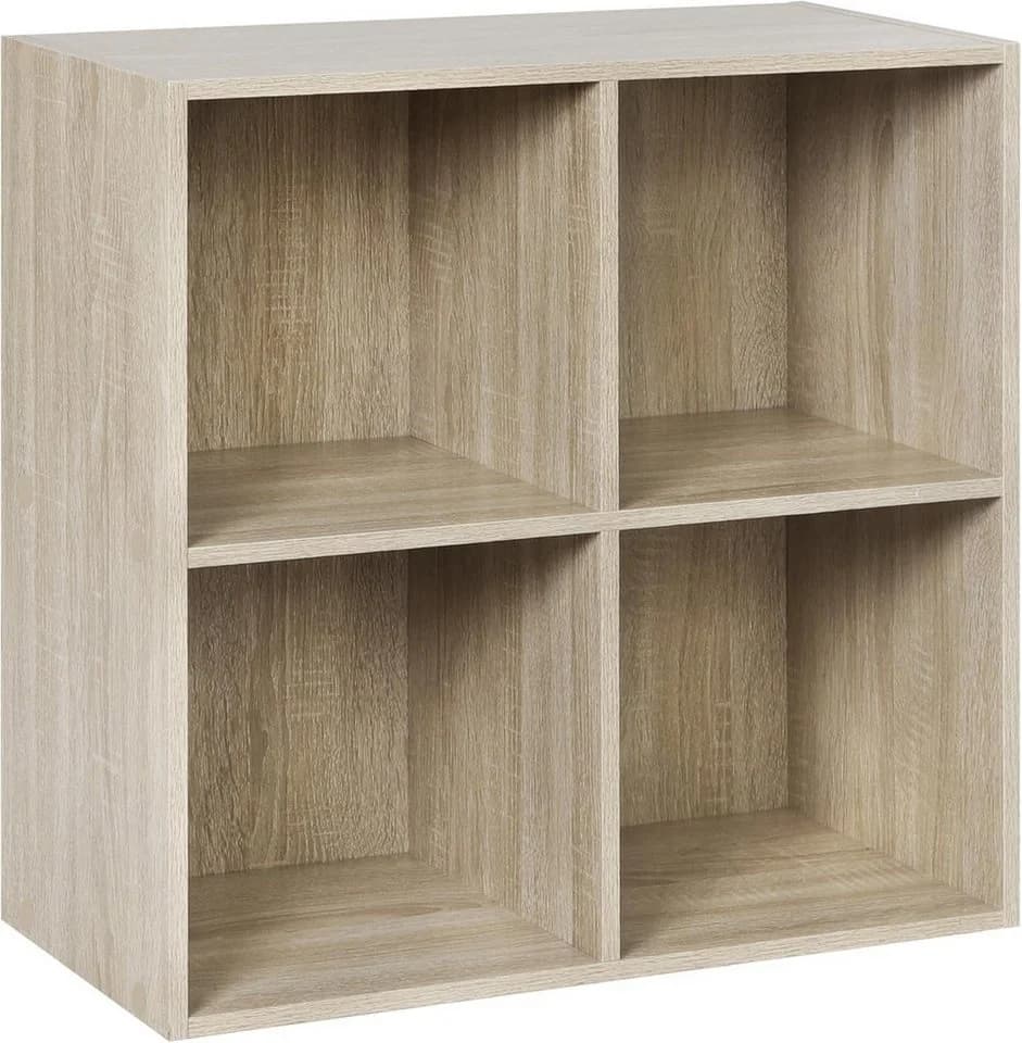 Woltu Bücherregal 4 Fächer Weiß Eiche Modern - Bild 2