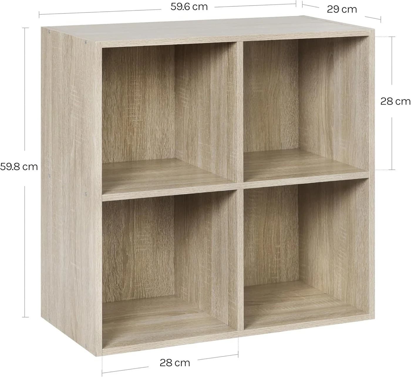 Woltu Bücherregal 4 Fächer Weiß Eiche Modern - Bild 3