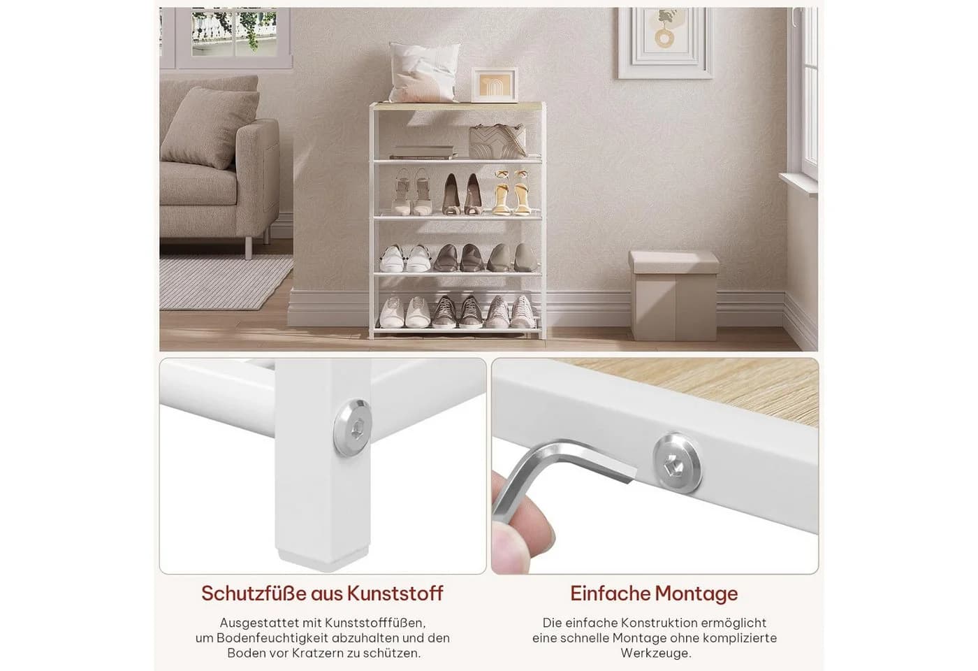 Woltu Schuhregal mit Sitzfläche Schwarz-Eiche - Bild 5