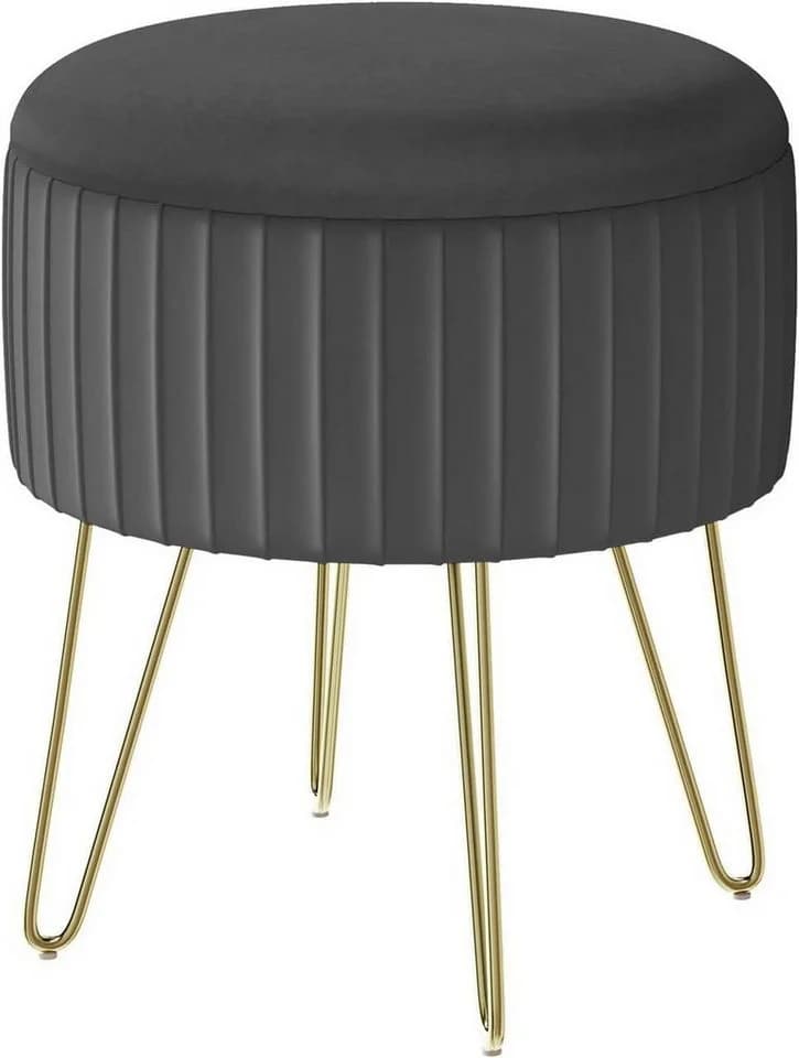 Woltu Sitzhocker mit Stauraum und Metallbeinen - Dunkelgrau - Bild 2