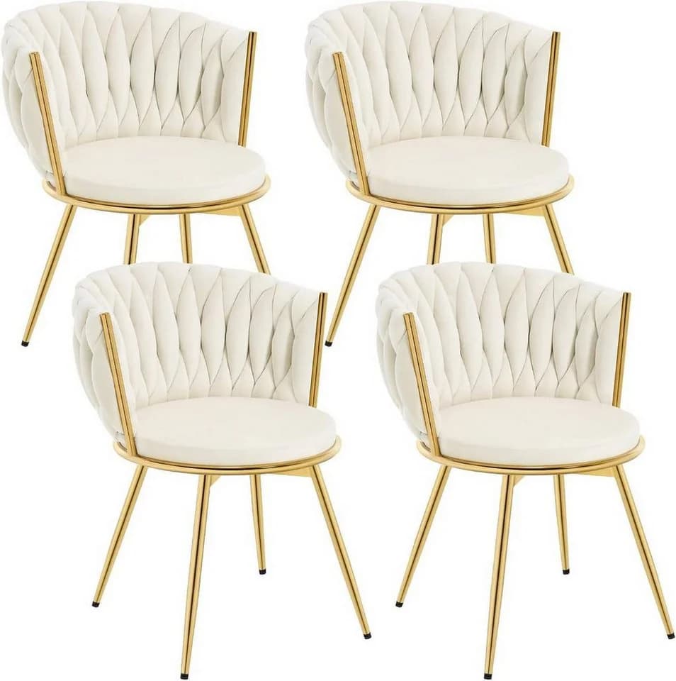 Woltu Küchenstuhl 4er Set Ergonomisch 360° Drehbar Samtsitz - Bild 2