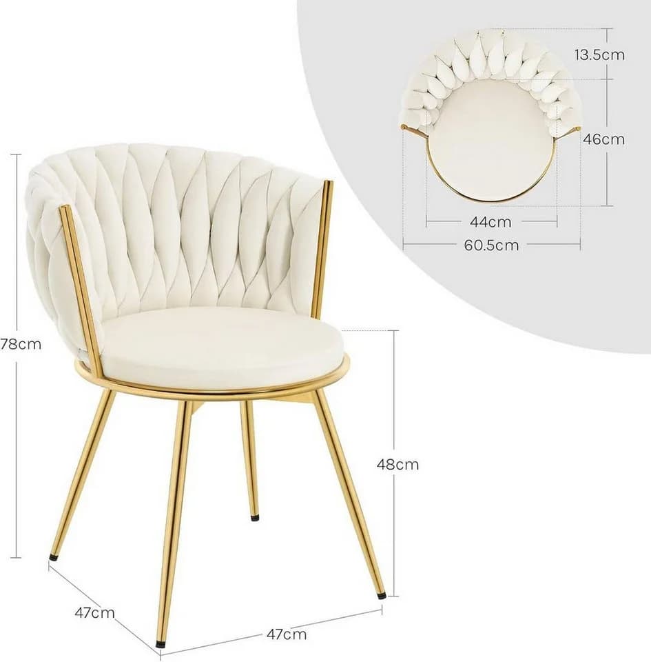 Woltu Küchenstuhl 4er Set Ergonomisch 360° Drehbar Samtsitz - Bild 3