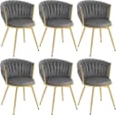 Woltu Küchenstuhl 6er Set, 360° drehbar, ergonomisch, Samt, grau Bild 2
