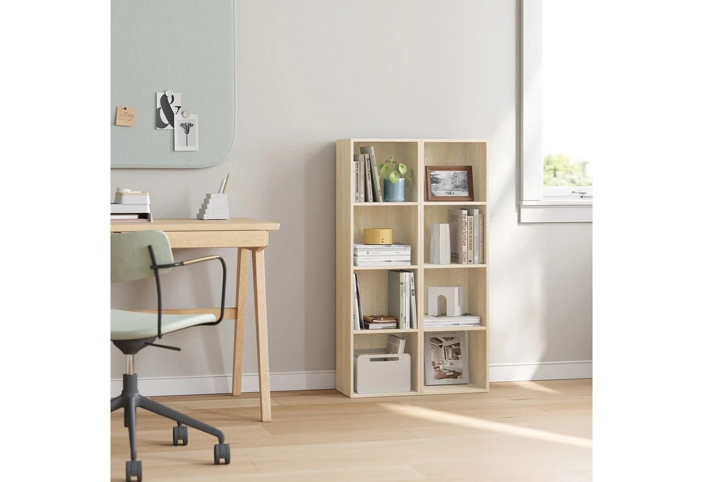 Woltu Bücherregal Weiß MDF 4 Fächer Modern