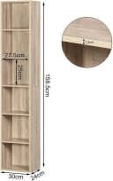 Woltu Bücherregal 6 Fächer Helle Eiche Weiß Modern Bild 4