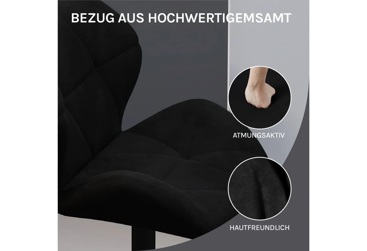 Woltu Barhocker Set 2 St. Schwarz Samt/Kunstleder mit Rückenlehne - Bild 5
