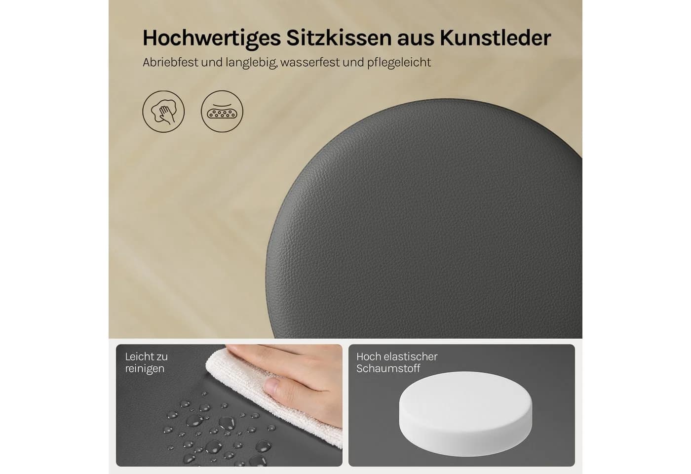 Woltu Drehhocker Schminkhocker Kunstleder Metallgestell - Bild 5