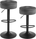 Woltu Barhocker 2er Set Dunkelgrau Samt höhenverstellbar mit Stauraum Bild 2