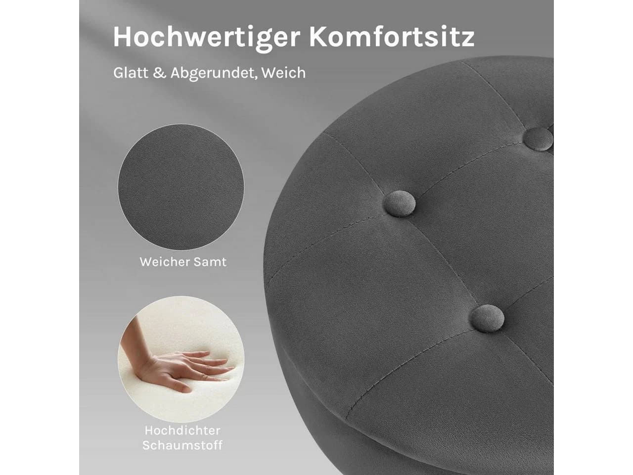 Woltu Barhocker 2er Set Dunkelgrau Samt höhenverstellbar mit Stauraum - Bild 4