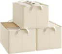 Woltu Aufbewahrungsbox 3er Set Beige Stoff mit Griffen Faltbar Bild 2