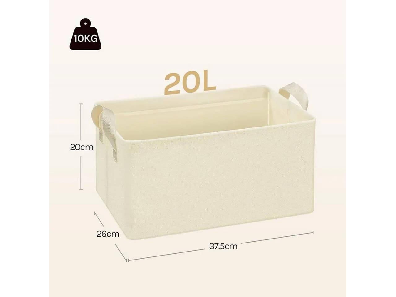 Woltu Aufbewahrungsbox 3er Set Beige Stoff mit Griffen Faltbar - Bild 3