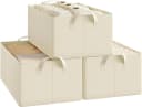 Woltu Aufbewahrungsbox 3 St. Creme Stoff mit Griffen faltbar Bild 2