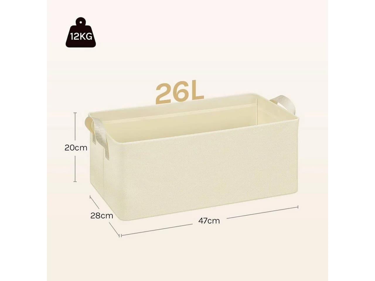 Woltu Aufbewahrungsbox 3 St. Creme Stoff mit Griffen faltbar - Bild 3