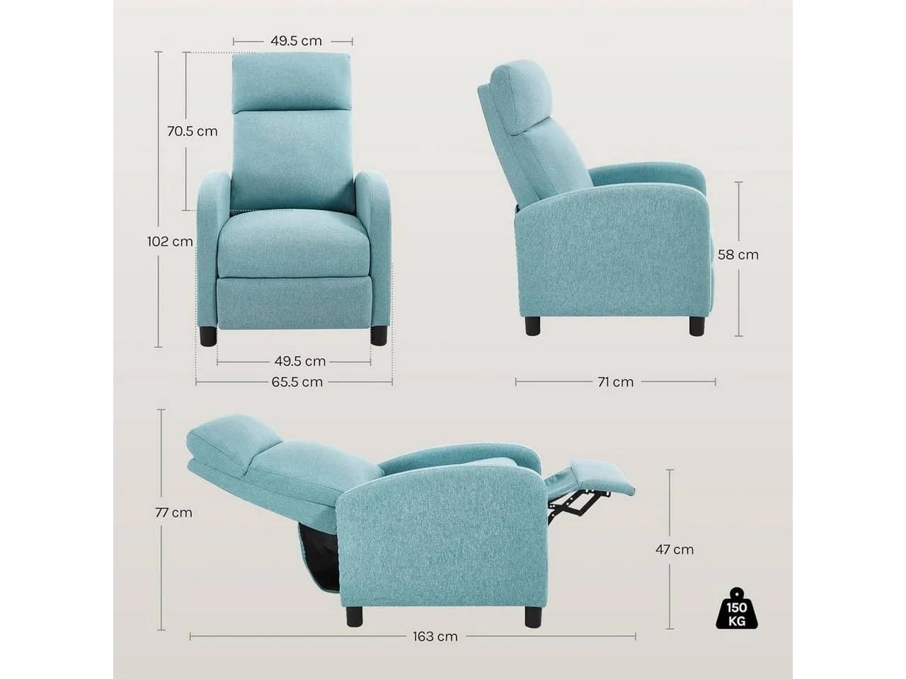Woltu Relaxsessel Lesesessel Loungesessel Kunstleder Blau - Bild 3