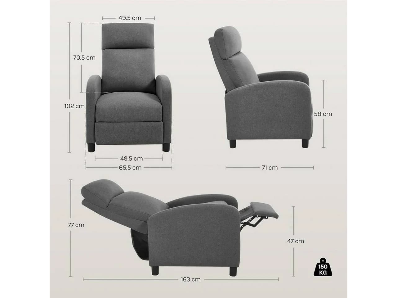 Woltu Relaxsessel Lesesessel Loungesessel mit Liegefunktion - Bild 3