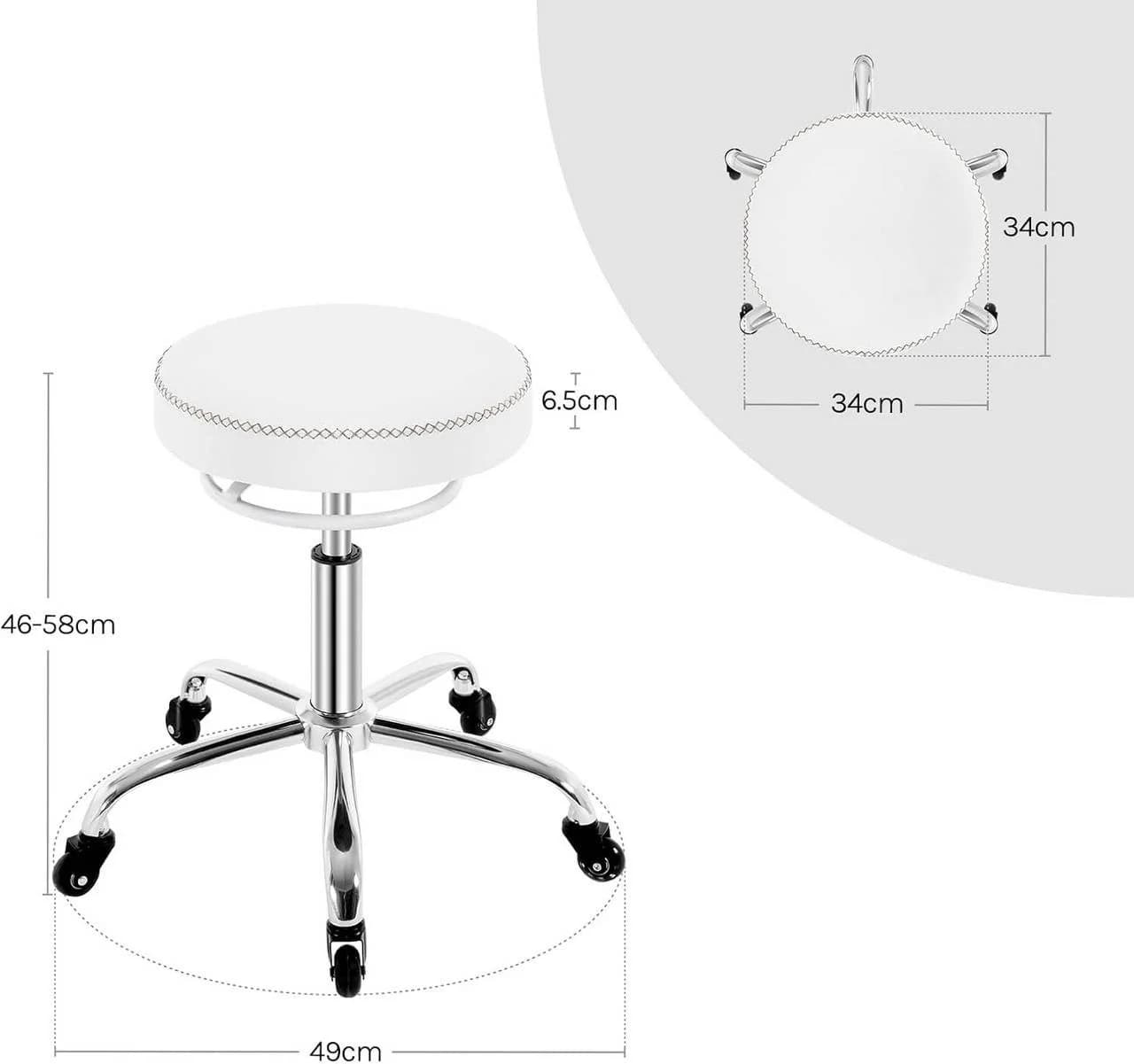 Woltu Drehhocker 360° drehbar mit Rollen höhenverstellbar Schwarz/Weiß - Bild 3