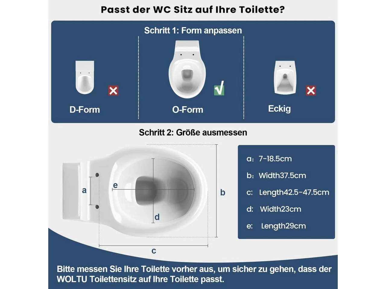 Woltu WC-Sitz O-Form mit Soft-Close und Quick Release Leuchtturm-Muster - Bild 3